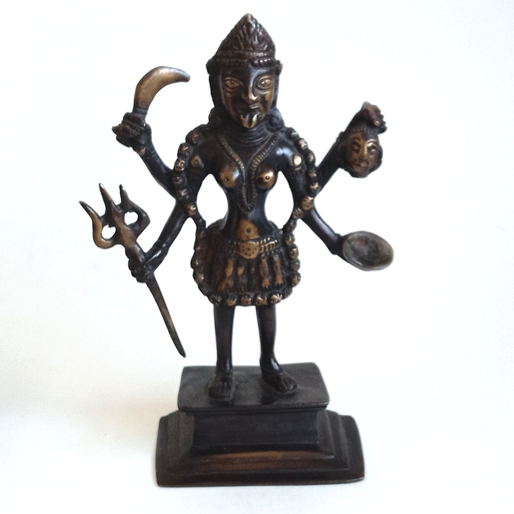 Very Rare & Unique Antique Bronze-Toned Multi-Armed Statue Figurine 8 1/2” Tall - Picture 9 of 12